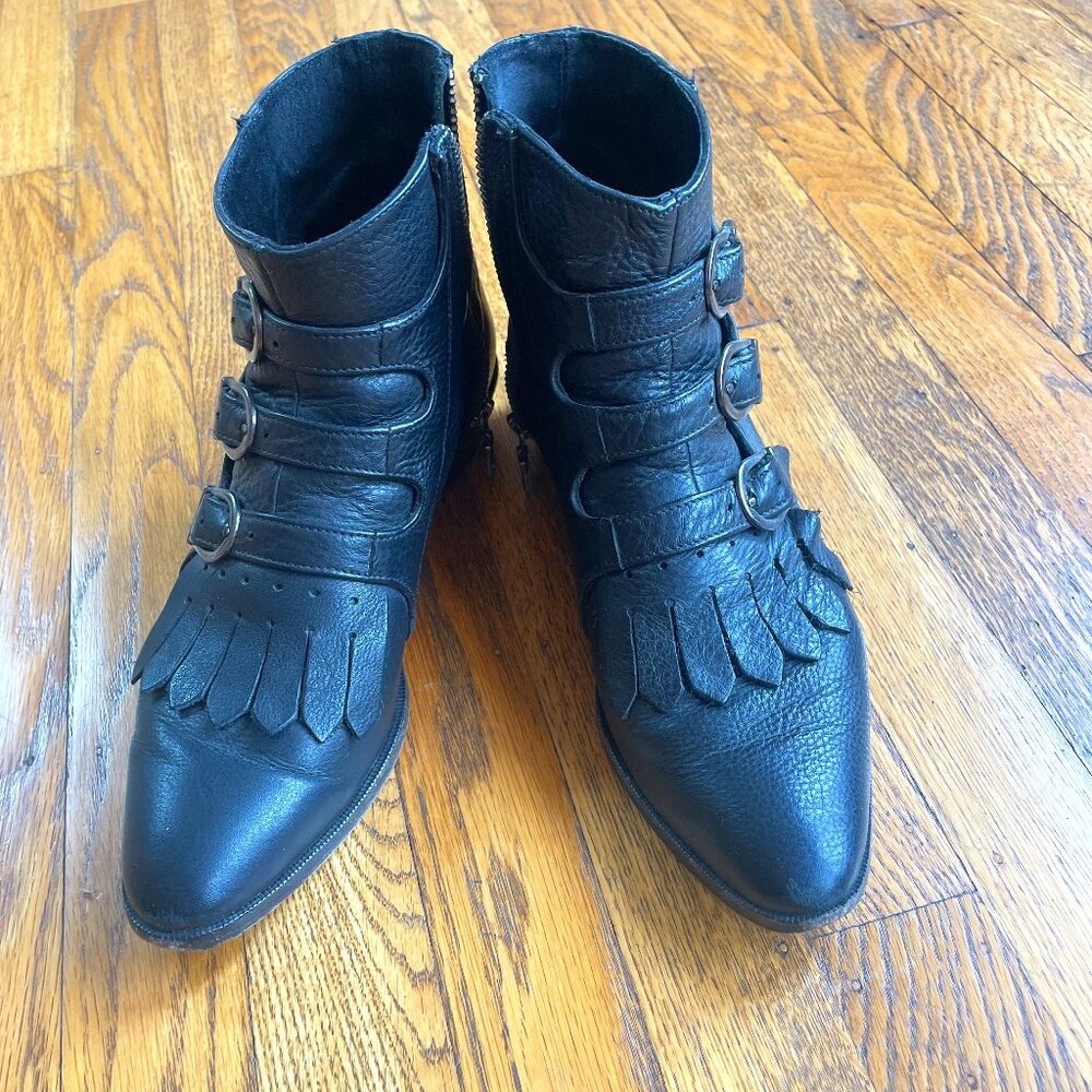 Modern Vice Black Ankle Boots with Buckle Detail
